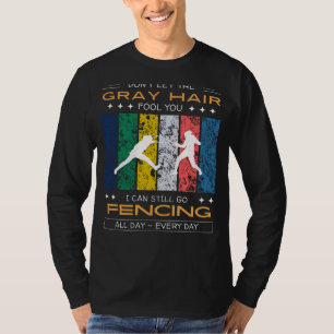 T-shirt Tee pour passionné d'escrime - Cheveux gris, duels