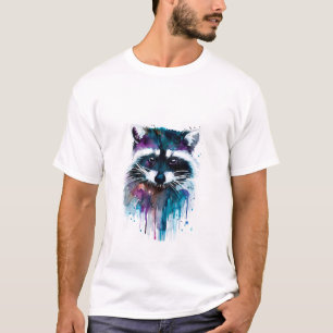 T-shirt tee Raccoon artistique coloré