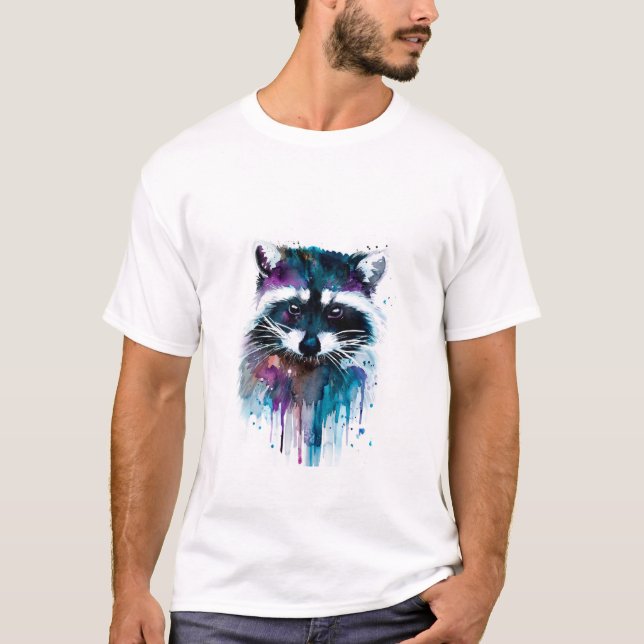 T-shirt tee Raccoon artistique coloré (Devant)