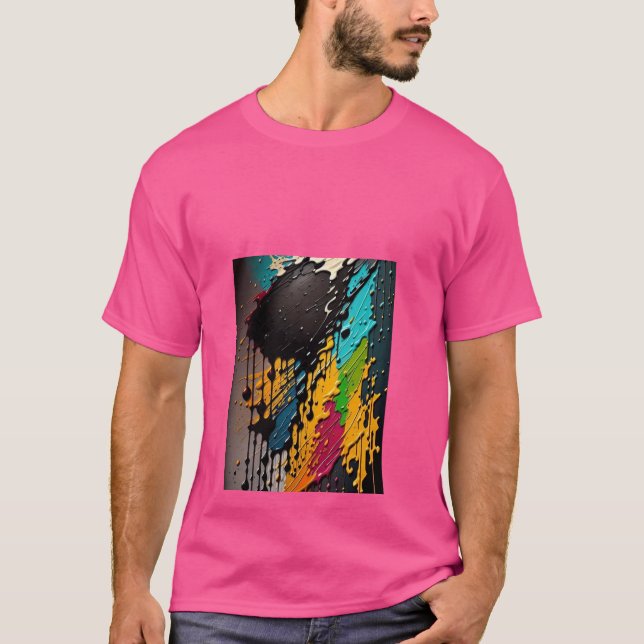 T-shirt Tee rose tendance pour hommes avec design artistiq (Devant)