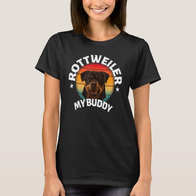 T-shirt Tee Rottweiler Mon Copain Rétro Drôles Chiens (Devant)