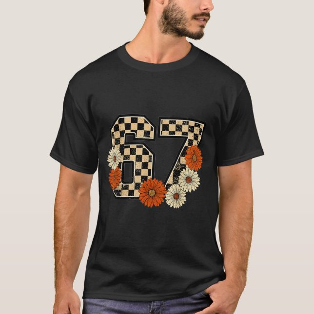 T-shirt Tee-shirt à carreaux rétro automnal 6 7 mémo Haunt (Devant)