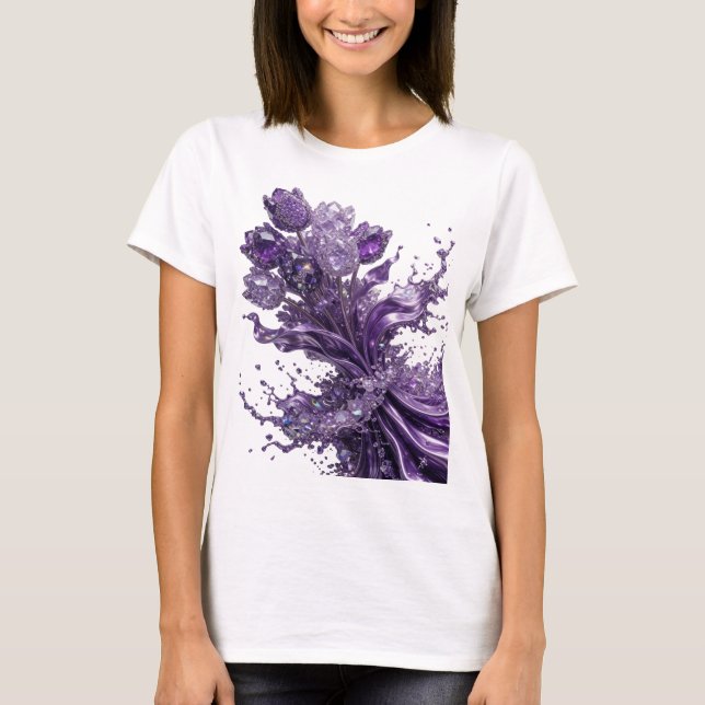 T-shirt Tee-shirt à déclaration d'art abstrait violet ludi (Devant)