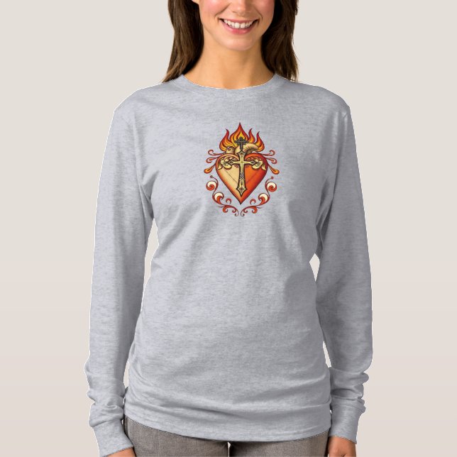 T-shirt Tee-shirt à manches longues pour femmes catholique (Devant)