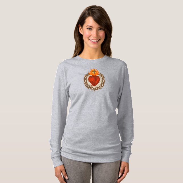 T-shirt Tee-shirt à manches longues pour femmes Sacred Hea (Devant entier)