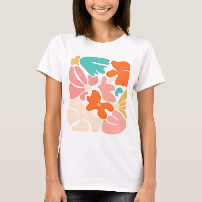 T-shirt Tee-shirt abstrait Modern Blooms – Forme florale c (Devant)