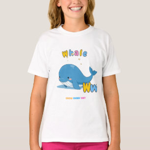 T-shirt Tee-shirt Alphabet « W est pour Baleine » – Grandi