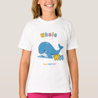 T-shirt Tee-shirt Alphabet « W est pour Baleine » – Grandi