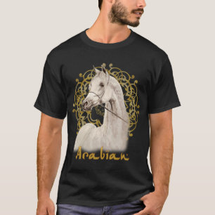 T-shirt Tee - shirt Arabe gris d'obscurité de cheval