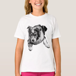T-shirt Tee-shirt artistique avec un berger australien cou