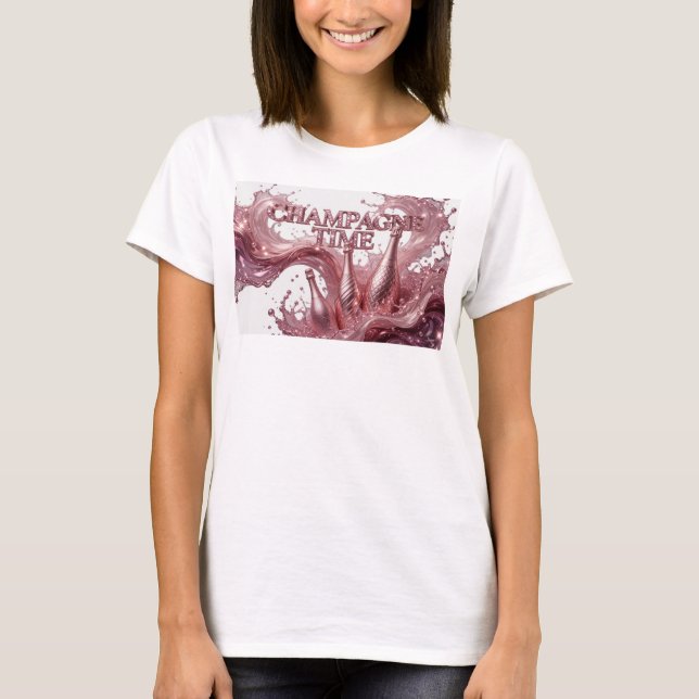 T-shirt Tee-shirt avec déclaration CHAMPAGNE TIME rouge sp (Devant)