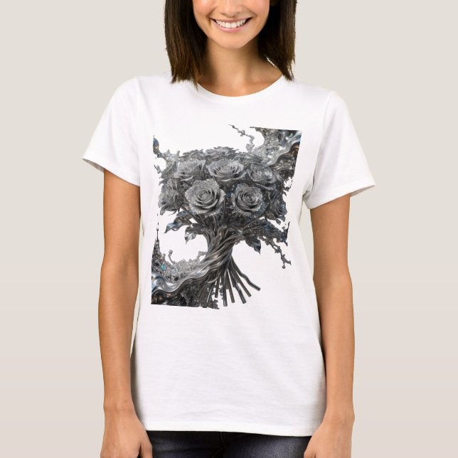 T-shirt Tee-shirt avec déclaration d'art abstrait argenté  (Devant)