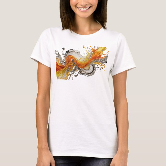 T-shirt Tee-shirt avec déclaration d'art abstrait argenté  (Devant)