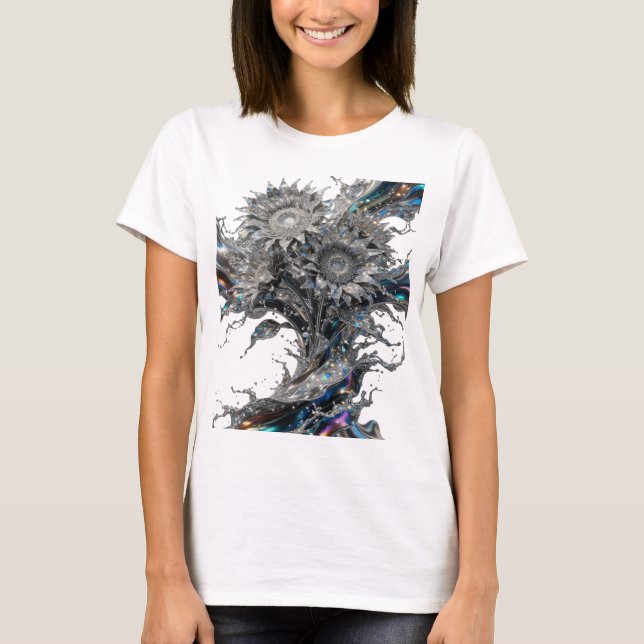T-shirt Tee-shirt avec déclaration d'art abstrait argenté  (Devant)