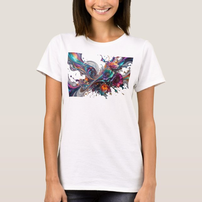 T-shirt Tee-shirt avec déclaration d'art abstrait argenté  (Devant)