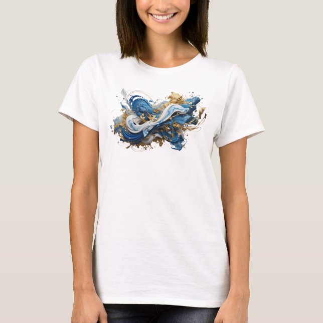 T-shirt Tee-shirt avec déclaration d'art abstrait bleu wit (Devant)