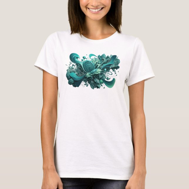 T-shirt Tee-shirt avec déclaration d'art abstrait sarcelle (Devant)