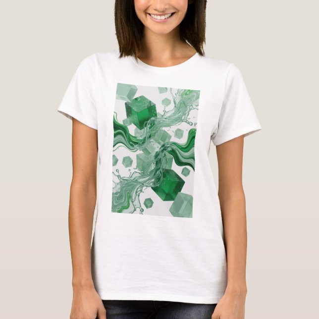 T-shirt Tee-shirt avec déclaration d'art abstrait vert acc (Devant)