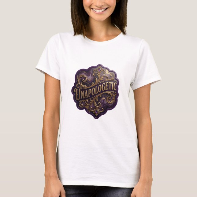 T-shirt Tee-shirt avec déclaration dorée accrocheuse UNAPO (Devant)