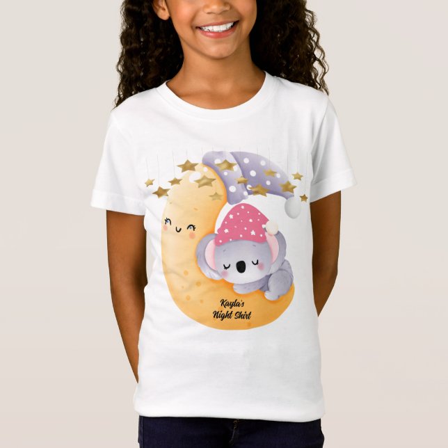 T-Shirt Tee - shirt avec Lune et Sleepy Koala (Devant)