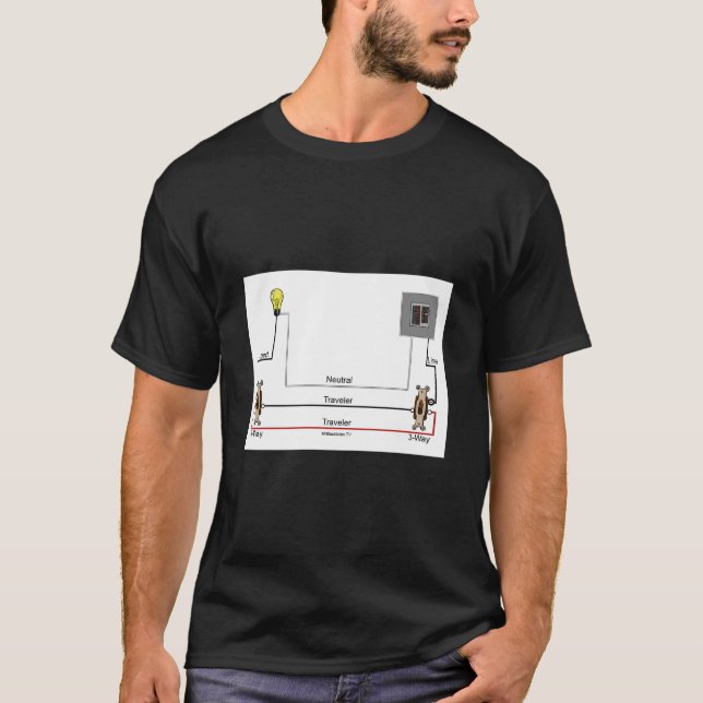T-shirt Tee - shirt avec un diagramme de câblage à trois v (Devant)