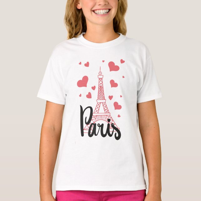 T-shirt Tee Shirt Basic A Manches Longue Fille PAris (Devant)