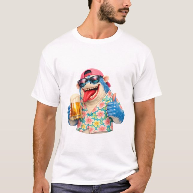 T-shirt Tee-shirt Beer Shark Paradise (Devant)