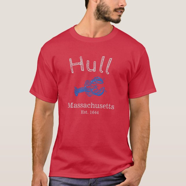 T-shirt Tee-shirt bleu homard du Massachusetts de coque, n (Devant)