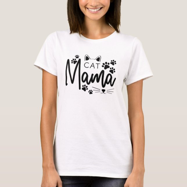 T-shirt Tee - shirt Cat Mama (Devant)