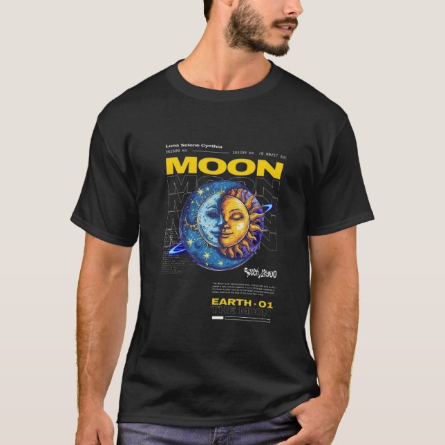 T-shirt Tee-shirt Celestial Twin Sun et Moon Design (Devant)