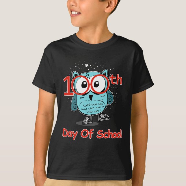 T-shirt Tee-shirt Chouette Mignon 100ème Jour d'École 100  (Devant)