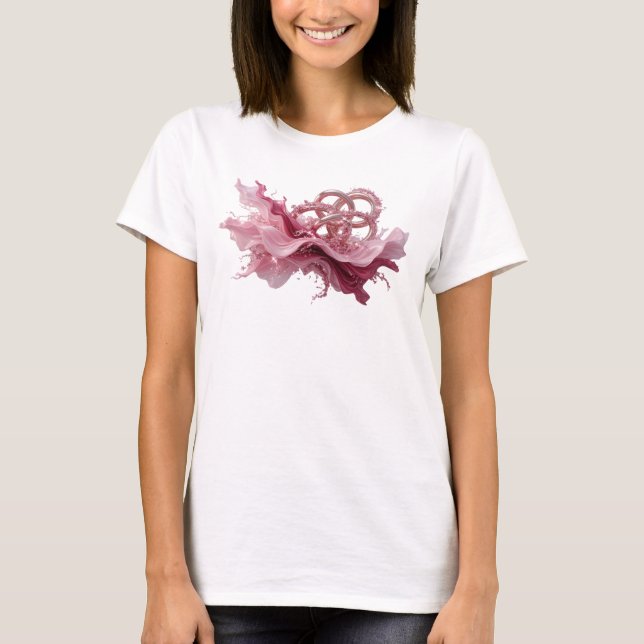 T-shirt Tee-shirt classique rose avec art abstrait (Devant)