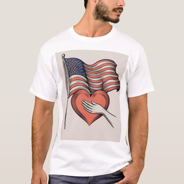 T-shirt Tee-shirt Coeur patriotique (Devant)