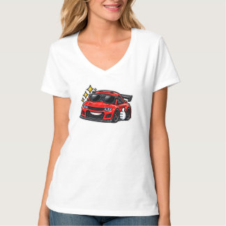 T-shirt Tee-shirt col en V pour femme amateur de Funny Car