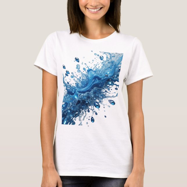 T-shirt Tee-shirt Cool Silver WATER SPLASHES Slogan (Devant)