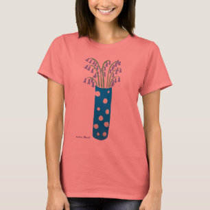 T-shirt Tee - shirt d'art : Vase tacheté et cloches bleues
