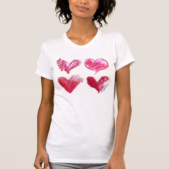 T-shirt Tee - shirt de 4 coeurs d'amour (Devant)