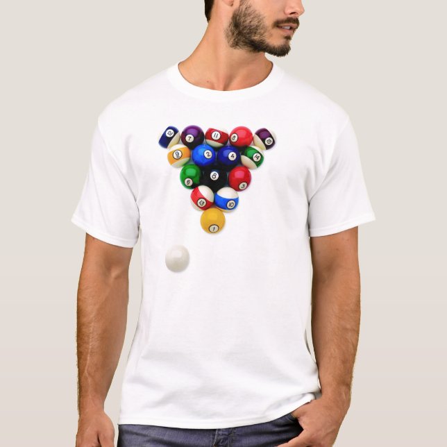 T-shirt Tee - shirt de boules de piscine de Billard (Devant)