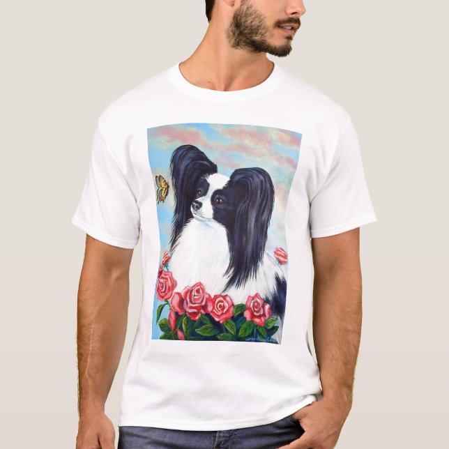T-shirt Tee - shirt de chien de Papillon (Devant)
