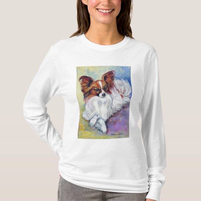 T-shirt Tee - shirt de chien de Papillon (Devant)