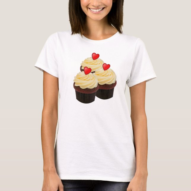T-shirt Tee - shirt de cupcakes en velours rouge (Devant)