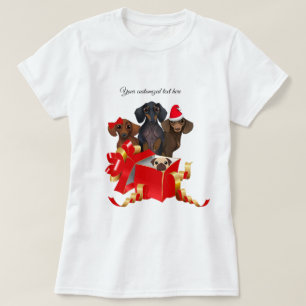 T-shirt Tee - shirt de famille de teckel de Noël