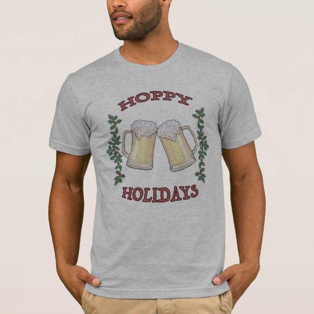 T-shirt Tee - shirt de la bière Hoppy Holidays (Devant)