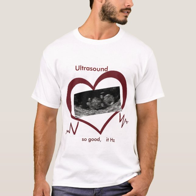 T-shirt Tee - shirt de l'ultrason hertz et du coeur. pour (Devant)
