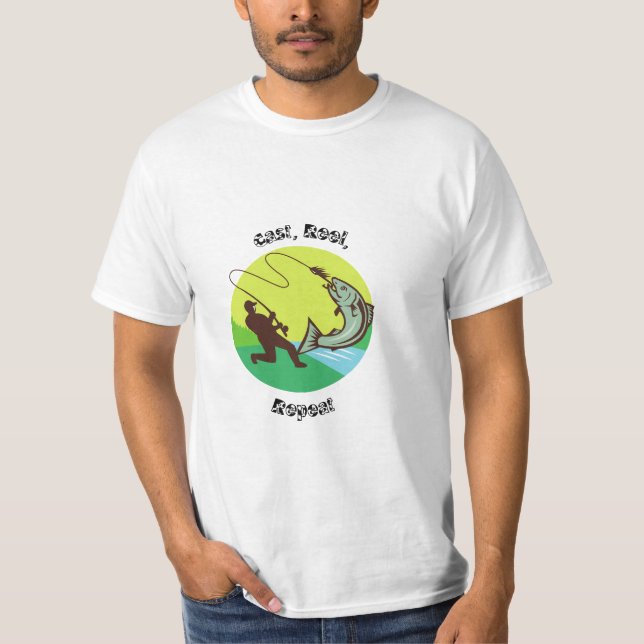 T-shirt tee - shirt de pêche "Cast Reel Repeat" (Devant)