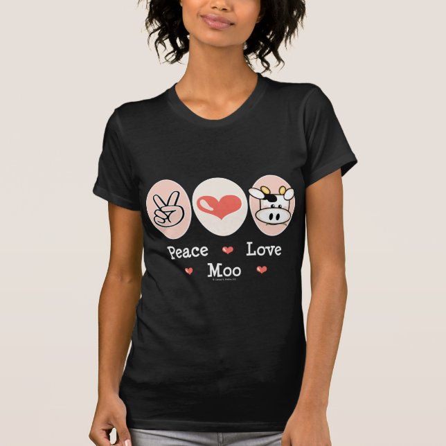 T-shirt Tee - shirt de vache à MOO d'amour de paix (Devant)