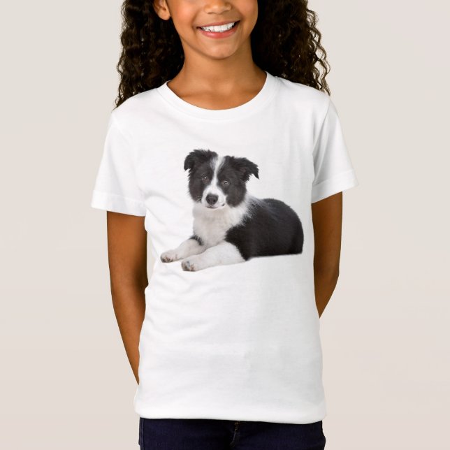 T-Shirt Tee - shirt des filles aux chiots de Collie (Devant)
