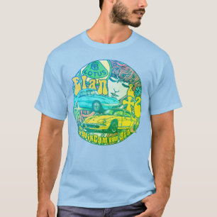 T-shirt Tee-shirt "Elan &+2" pop, vintage - bleu