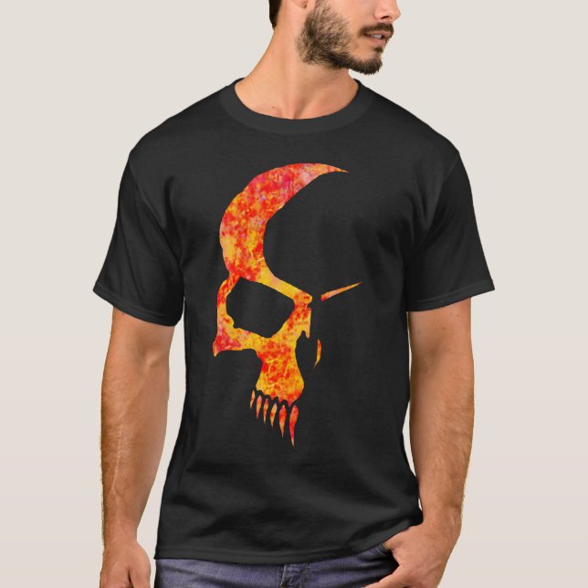 T-shirt Tee - shirt flambé de crâne (Devant)