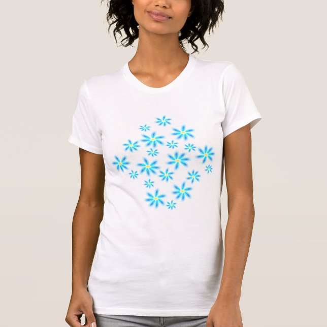 T-shirt Tee - shirt floral bleu d'amusement (Devant)